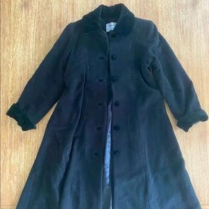 Florence Eiseman Girls Black Velvet-Trim Dress Coat